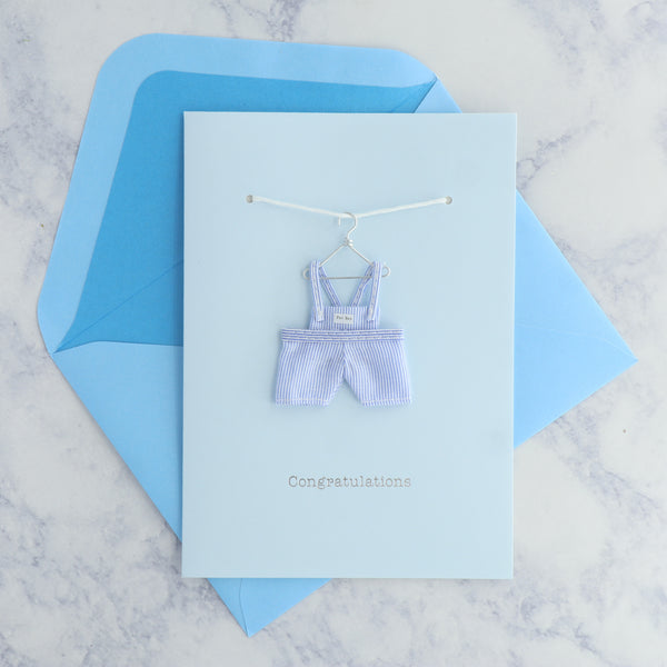 Blue Overalls On Hanger New Baby Card