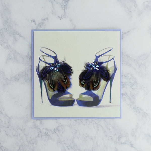 Fashion Feather Heels Birthday Card