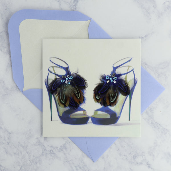 Fashion Feather Heels Birthday Card