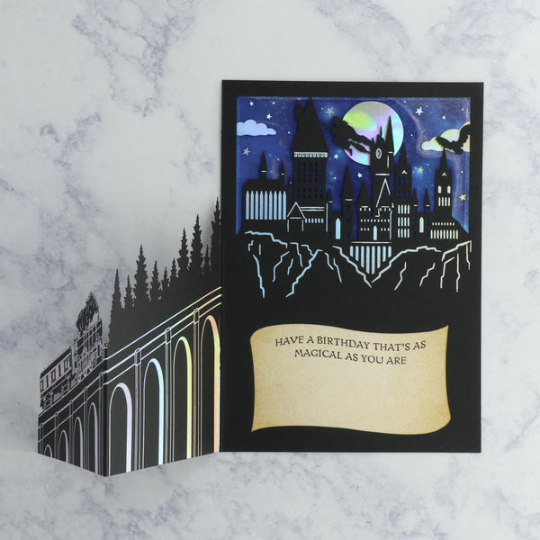 Laser-Cut Hogwarts Scene Birthday Card