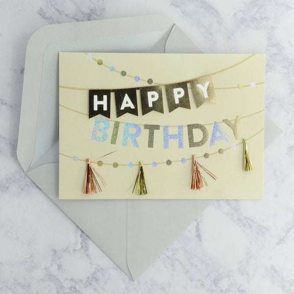 Metallic Tassel Banner Birthday Card