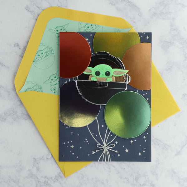 Baby Yoda Balloons Star Wars Birthday Card