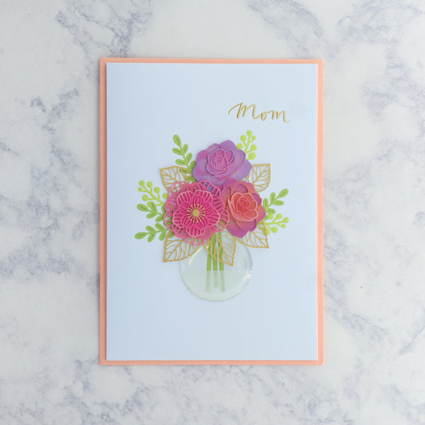 Laser-Cut Bouquet Birthday Card (Mom)