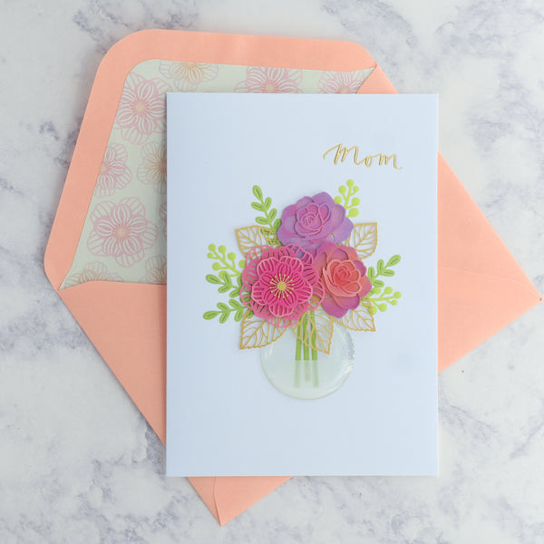 Laser-Cut Bouquet Birthday Card (Mom)