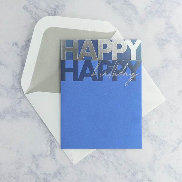 Silver Text Birthday Card