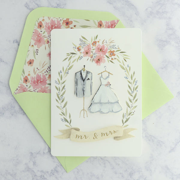 Whimsy Bridal Outfits Wedding Card