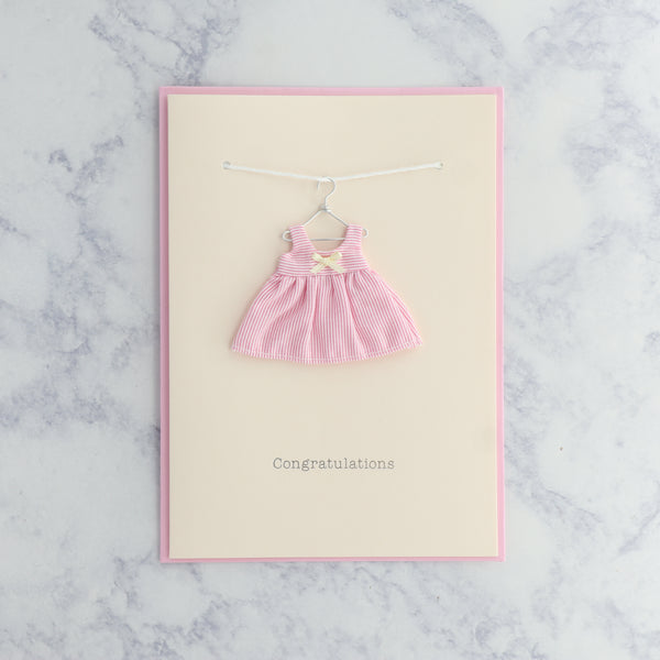 Pink Dress On Hanger New Baby Card