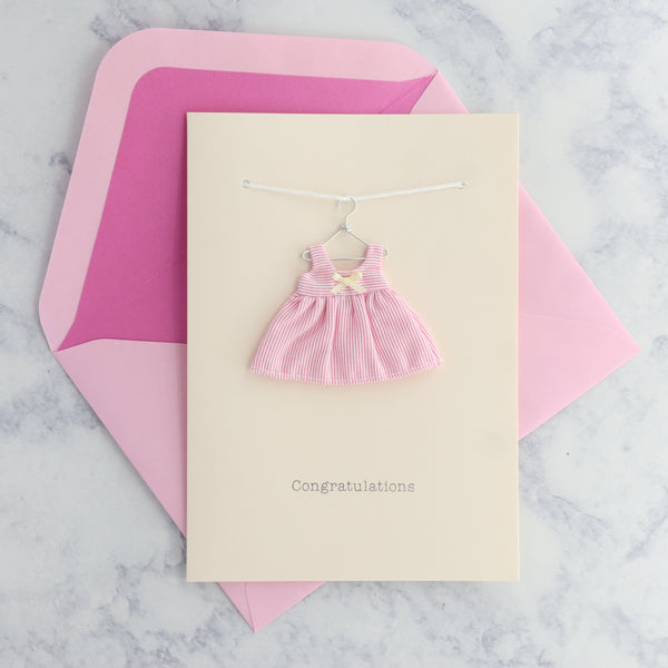 Pink Dress On Hanger New Baby Card