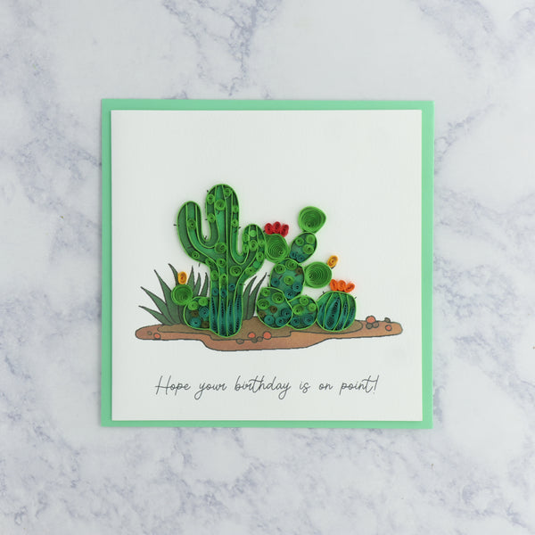 Handmade Cactus Quilling Birthday Card