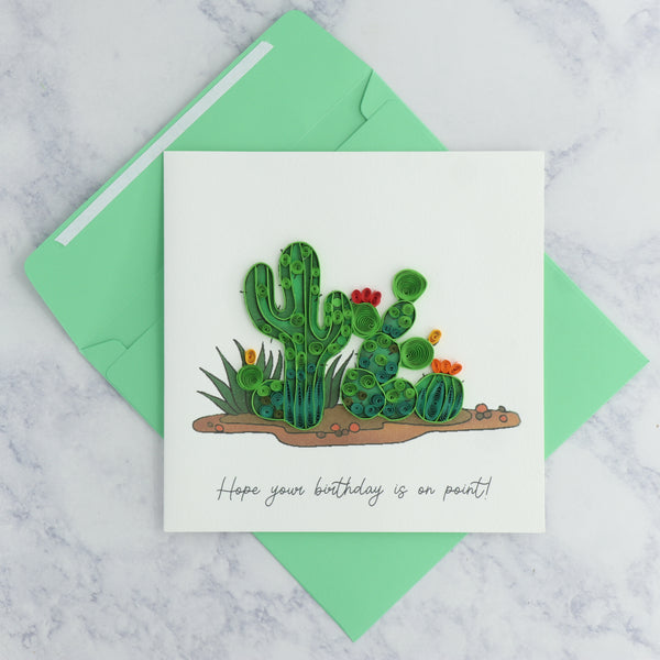 Handmade Cactus Quilling Birthday Card