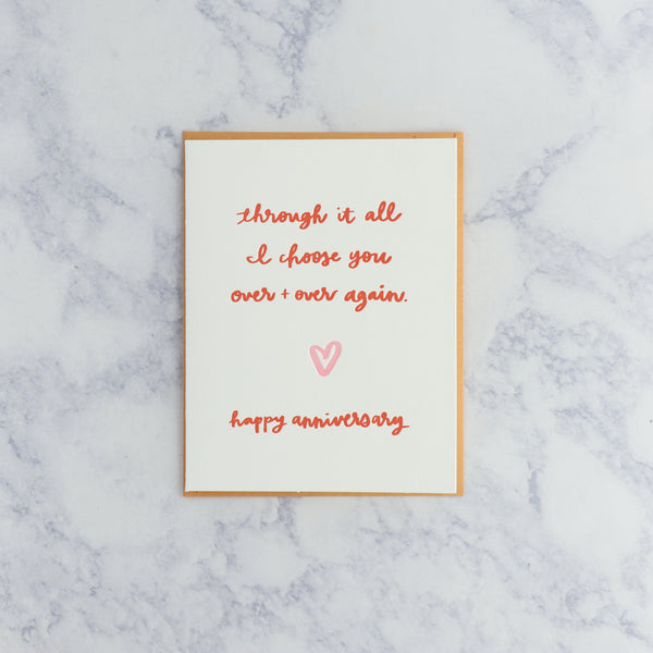 Letterpress “Through It All” Anniversary Card