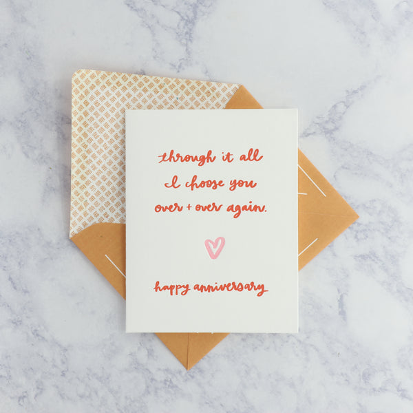Letterpress “Through It All” Anniversary Card