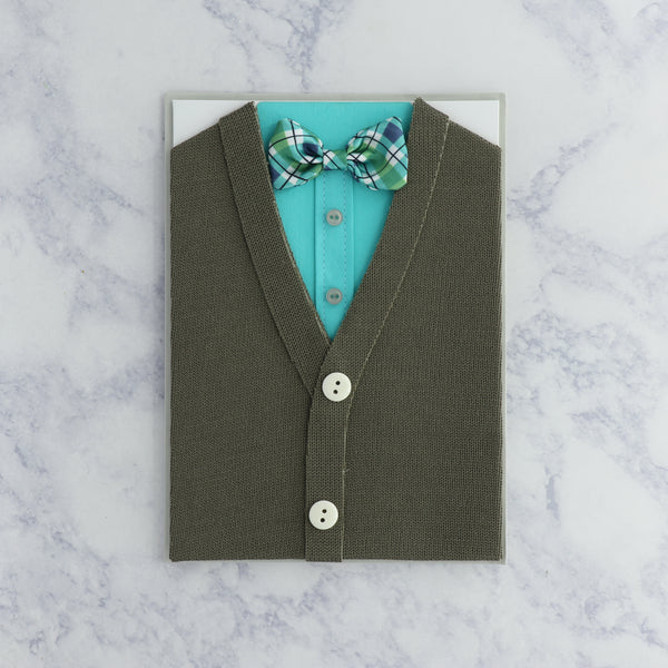 Cardigan & Bowtie Birthday Card