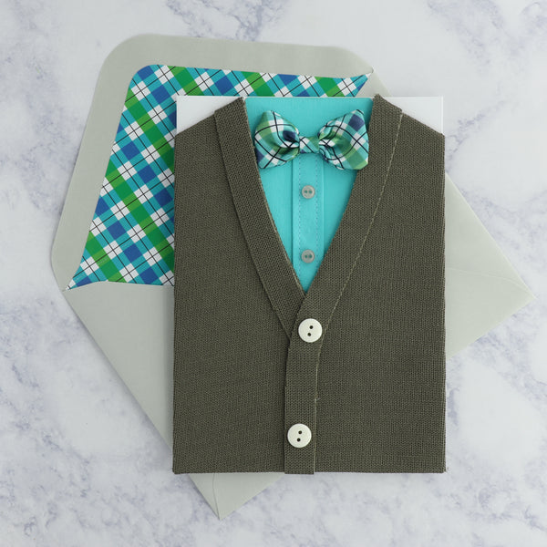 Cardigan & Bowtie Birthday Card