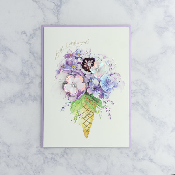 Floral Ice Cream Birthday Card