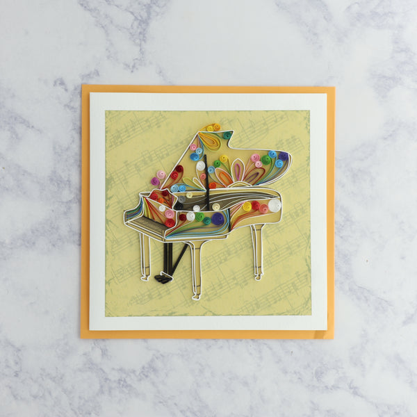 Handmade Colorful Piano Quilling Blank Card