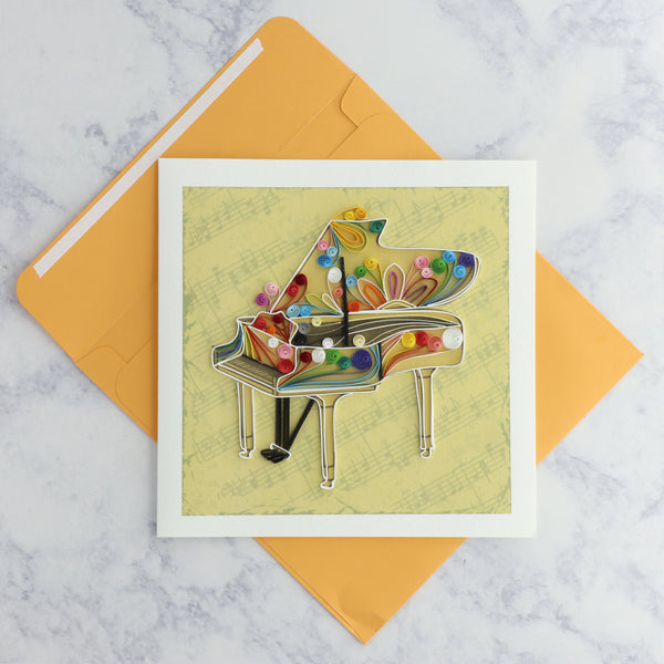 Handmade Colorful Piano Quilling Blank Card