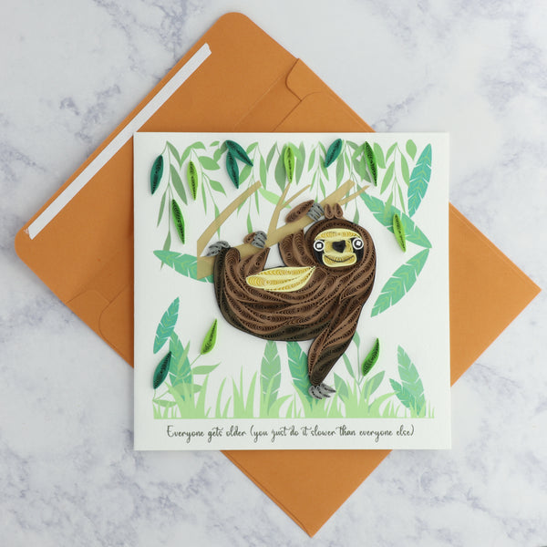 Handmade Sloth Quilling Birthday Card