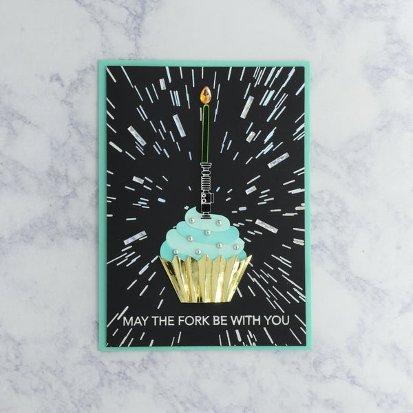 Handmade Lightsaber Cupcake Birthday Card