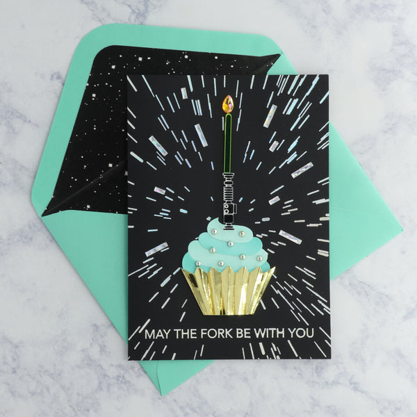 Handmade Lightsaber Cupcake Birthday Card