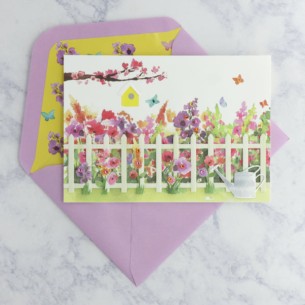 Handmade Gardening Scene Birthday Card