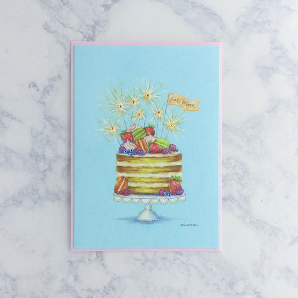Sparkler Cake Birthday Card (Mom)
