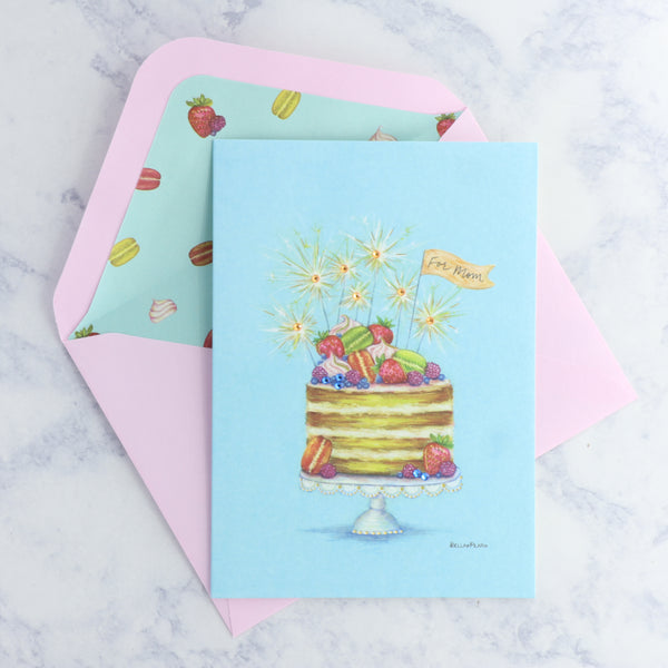 Sparkler Cake Birthday Card (Mom)