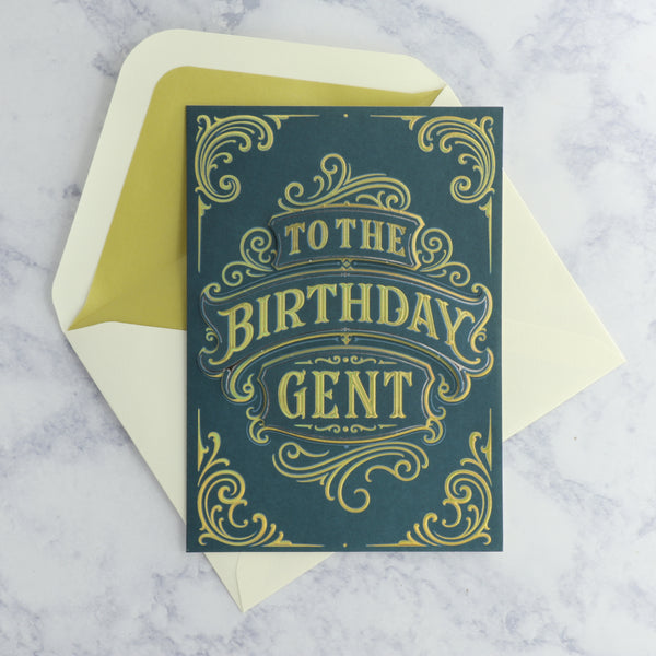 Scroll Lettering Gentleman Birthday Card