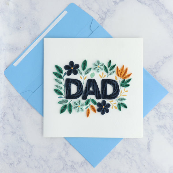 Handmade Floral Lettering Quilling Father's Day Card (For Dad)