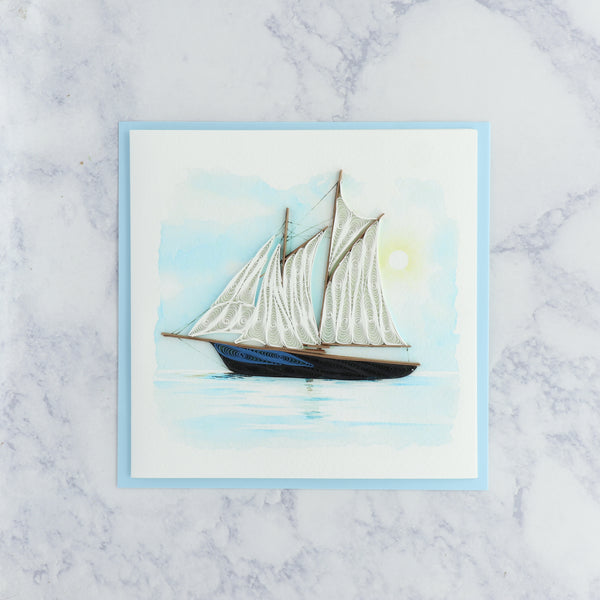 Handmade Sailboat Quilling Blank Card