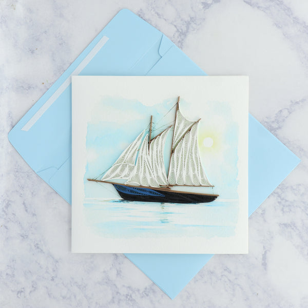 Handmade Sailboat Quilling Blank Card