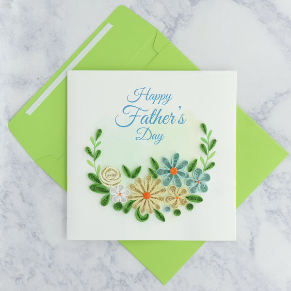Handmade Floral Wreath Quilling Father's Day Card