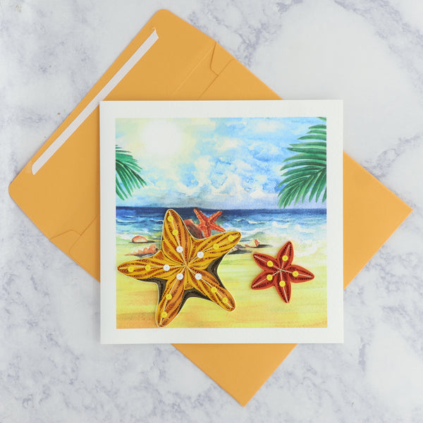 Handmade Shellfish Beach Quilling Blank Card