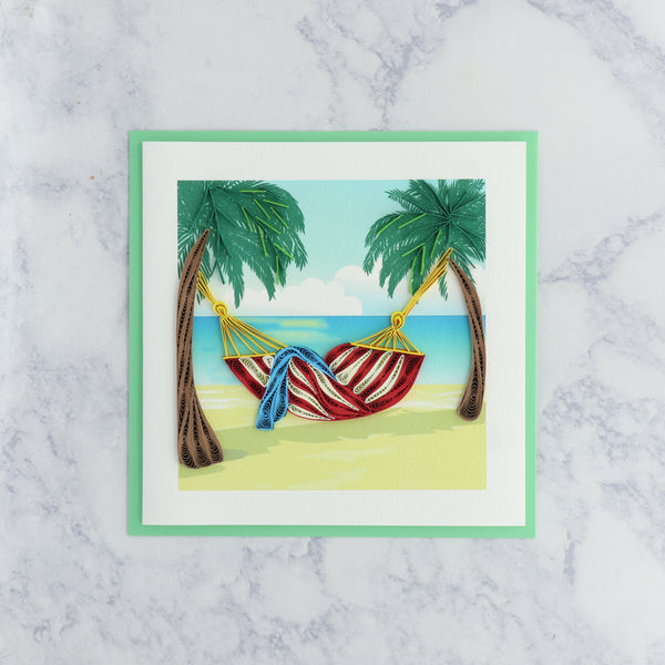 Handmade Cabana Swing On Beach Quilling Blank Card