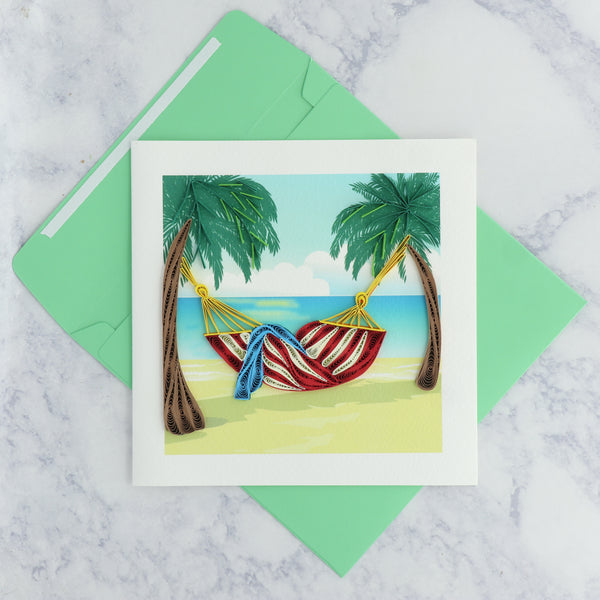 Handmade Cabana Swing On Beach Quilling Blank Card