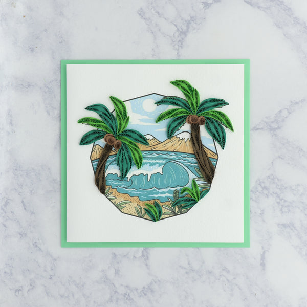 Handmade Palm Trees by Ocean Quilling Blank Card