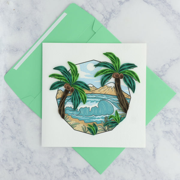 Handmade Palm Trees by Ocean Quilling Blank Card