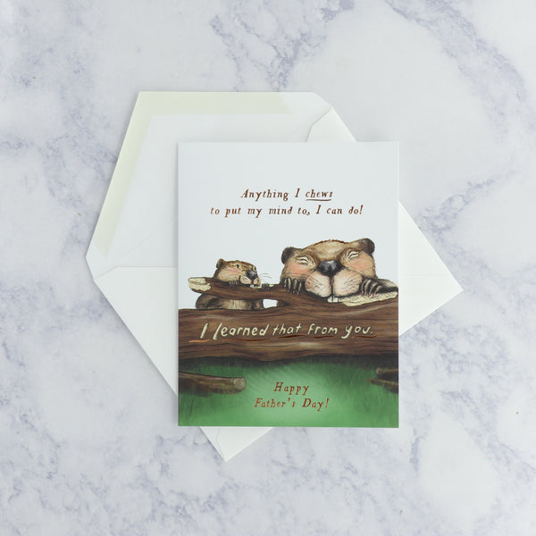 Letterpress Beavers Father’s Day Card