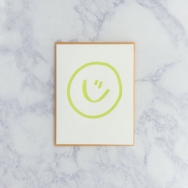 Letterpress Green Smile Face Friendship Card