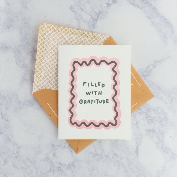 Letterpress "Filled with Gratitude" Thank You Card