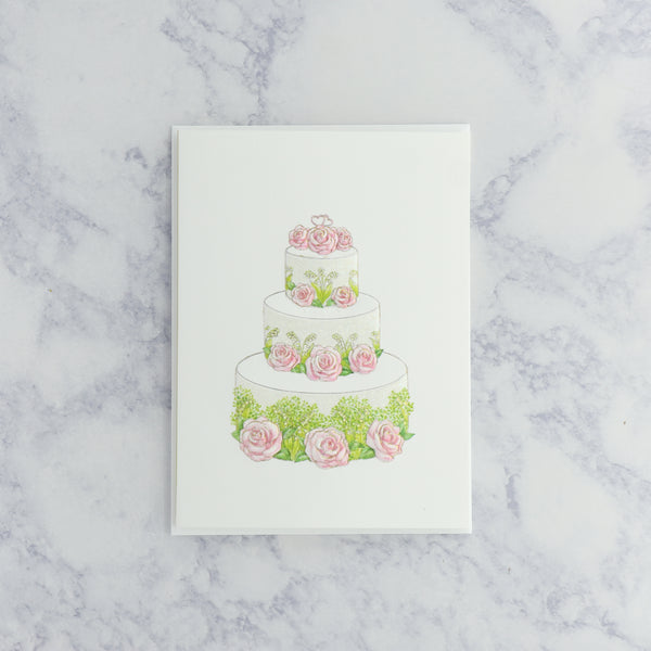 Floral Wedding Cake Wedding Card