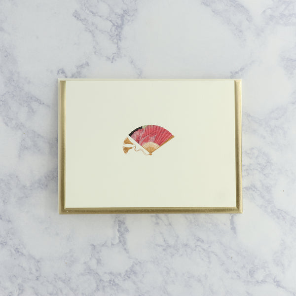 Golden Border Fan Blank Card