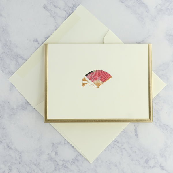 Golden Border Fan Blank Card
