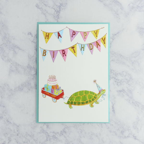 Turtle and Wagon Birthday Card