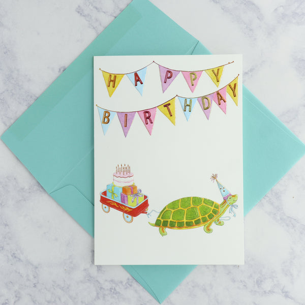 Turtle and Wagon Birthday Card