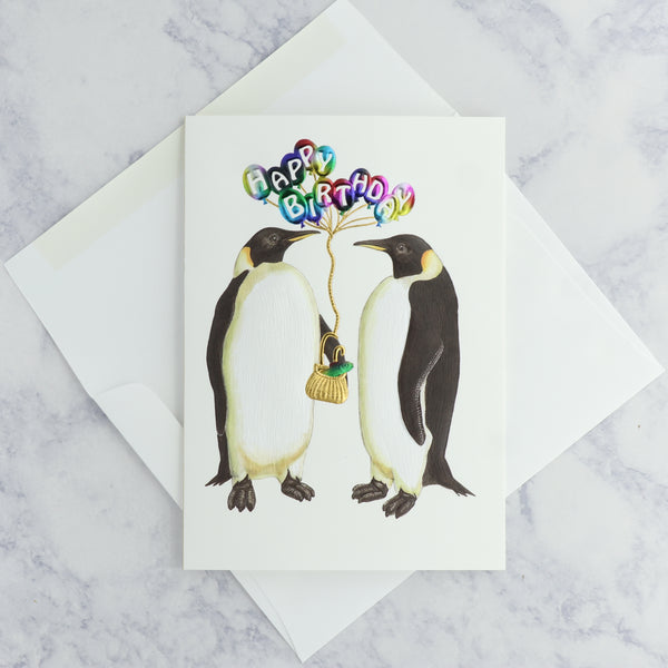 Charming Penguins Birthday Card