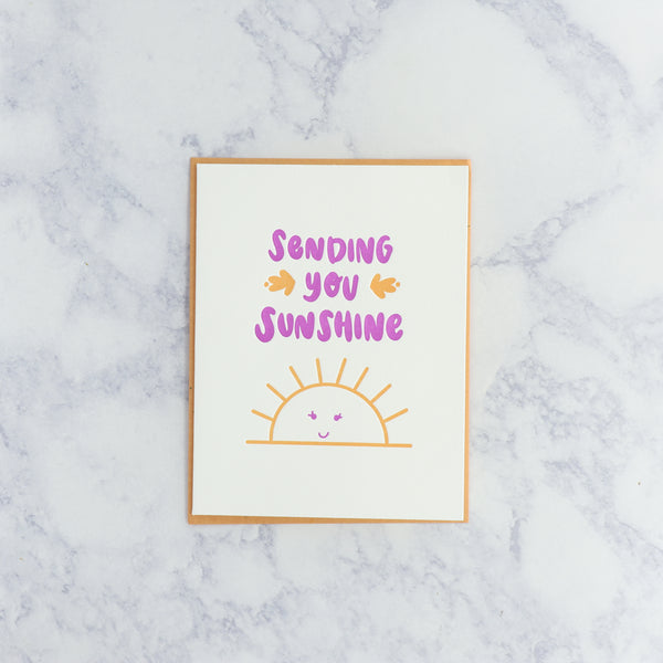 Letterpress "Sending You Sunshine" Sympathy Card