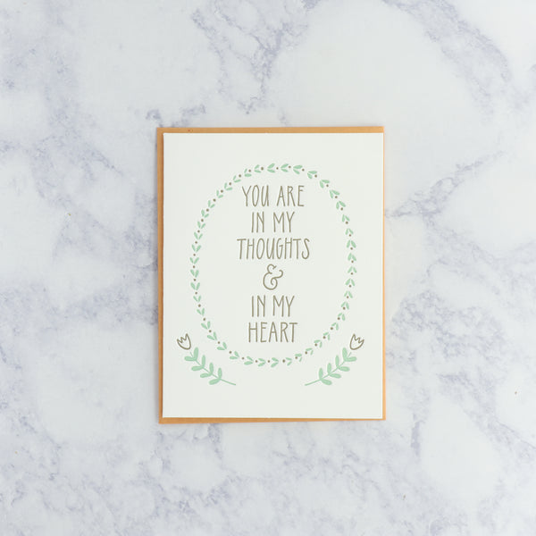 Letterpress "You Are In My Thoughts" Sympathy Card