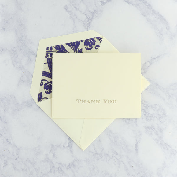 Hand Engraved Regency Thank You Ecruwhite Kid Finish Boxed Notes (Set of 10)