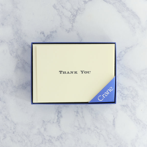 Hand Engraved Thank You Ecruwhite Kid Finish Boxed Notes (Set of 10)